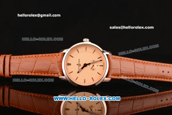 Ulysse Nardin Classico Miyota OS2035 Quartz Rose Gold Case with Stick Markers Rose Gold Dial and Orange Leather Strap - Click Image to Close